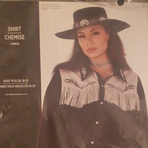 Black and White Western Shirt with Fringe